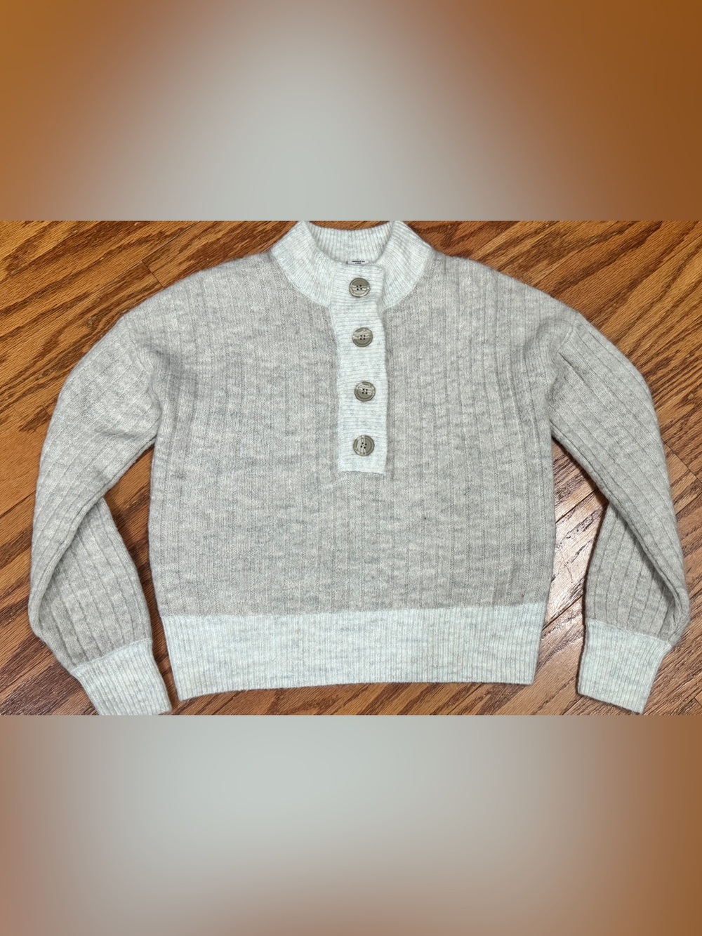 Sincerely Jules Two-Tone Ribbed Zip-Up Sweater in Light Beige and Cream